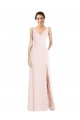 V-Neck Stretch Crepe Sleeveless Low Back Pink Black Tie Evening Dress / Prom Dress / Bridesmaid Dress Edinburgh