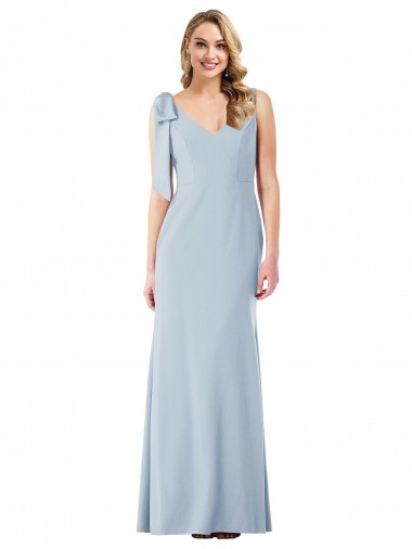 V-Neck Stretch Crepe Sleeveless V-Back Light Sky Blue Semi Formal Evening Dress / Prom Dress / Bridesmaid Dress Edinburgh