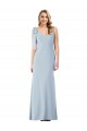 V-Neck Stretch Crepe Sleeveless V-Back Light Sky Blue Semi Formal Evening Dress / Prom Dress / Bridesmaid Dress Edinburgh