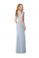 V-Neck Stretch Crepe Sleeveless V-Back Light Sky Blue Semi Formal Evening Dress / Prom Dress / Bridesmaid Dress Edinburgh