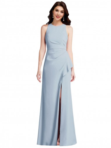 Halter Neck Stretch Crepe Sleeveless Light Sky Blue Formal Dress / Bridesmaid Dress Edinburgh