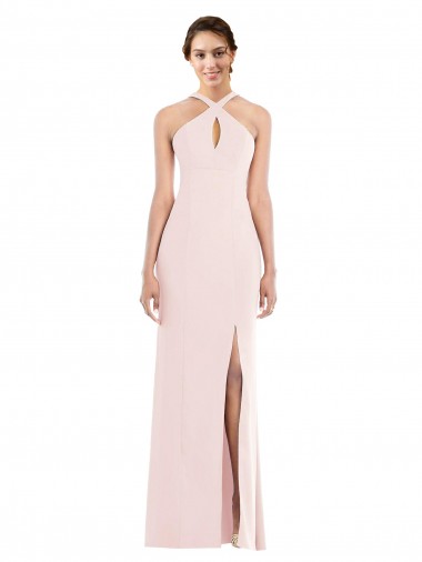 Halter Neck Stretch Crepe Sleeveless Low Back Pink Formal Evening Gown / Prom Dress / Bridesmaid Dress Edinburgh