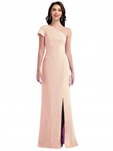 One Shoulder Stretch Crepe Cap Sleeves Nude Formal Evening Gown / Prom Dress / Bridesmaid Dress Edinburgh