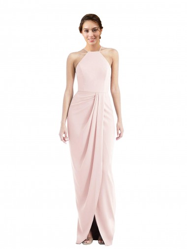 Halter Neck Stretch Crepe Sleeveless Pink Semi Formal Evening Dress / Prom Dress / Bridesmaid Dress Edinburgh