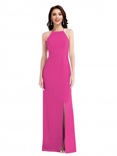 Halter Neck Stretch Crepe Sleeveless Open Back Fuchsia Formal Evening Gown / Prom Dress / Bridesmaid Dress Edinburgh