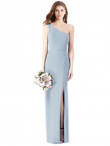 One Shoulder Stretch Crepe Sleeveless Light Sky Blue Semi Formal Evening Dress / Prom Dress / Bridesmaid Dress Edinburgh