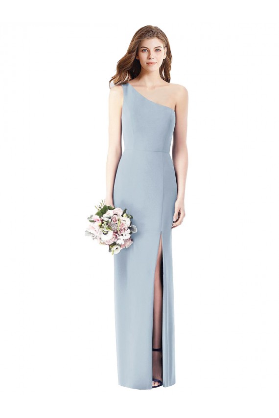 One Shoulder Stretch Crepe Sleeveless Light Sky Blue Semi Formal Evening Dress / Prom Dress / Bridesmaid Dress Edinburgh