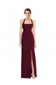 Halter Neck Stretch Crepe Sleeveless Open Back Burgundy Gold Semi Formal Evening Dress / Prom Dress / Bridesmaid Dress Edinburgh