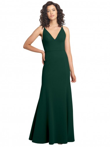 V-Neck Stretch Crepe Sleeveless V-Back Midnight Green Formal Dress / Bridesmaid Dress Edinburgh