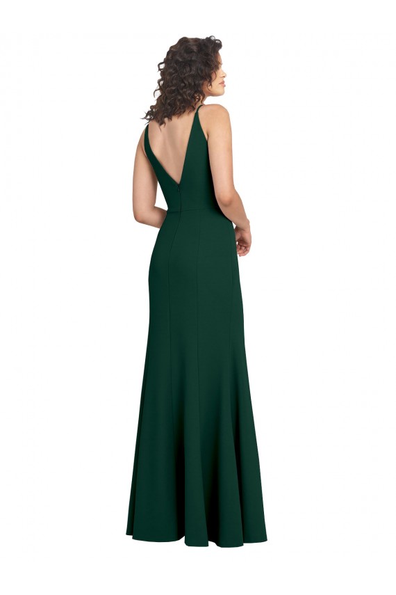 V-Neck Stretch Crepe Sleeveless V-Back Midnight Green Formal Dress / Bridesmaid Dress Edinburgh