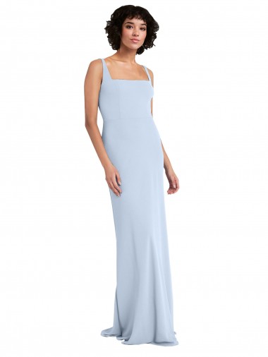 Square Neck Stretch Crepe Sleeveless Light Sky Blue Prom Dress / Bridesmaid Dress Edinburgh