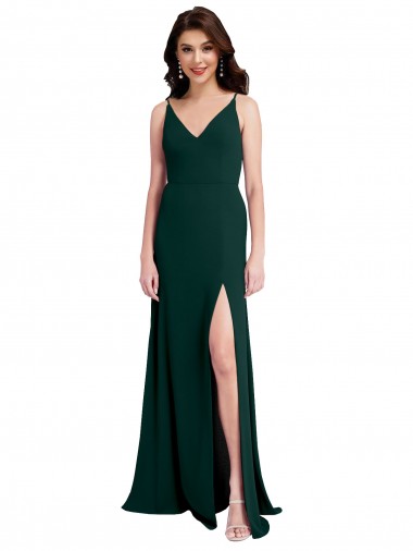 V-Neck Stretch Crepe Sleeveless V-Back Midnight Green Formal Evening Gown / Prom Dress / Bridesmaid Dress Edinburgh