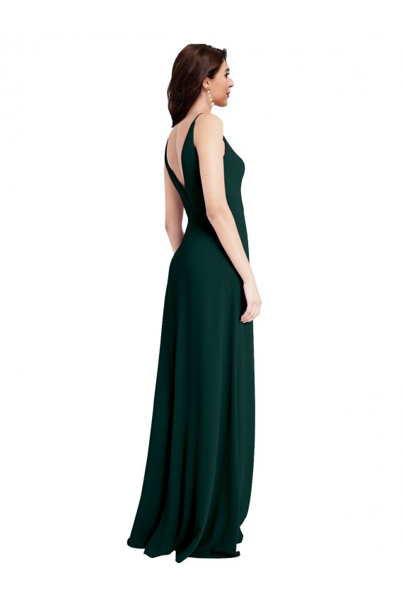 V-Neck Stretch Crepe Sleeveless V-Back Midnight Green Formal Evening Gown / Prom Dress / Bridesmaid Dress Edinburgh