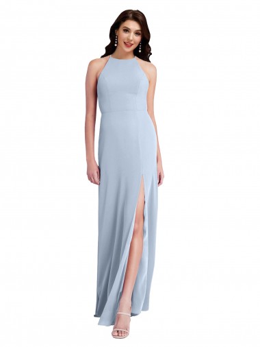 Halter Neck Stretch Crepe Sleeveless Criss Cross Open Back Light Sky Blue Formal Evening Gown / Prom Dress / Bridesmaid Dress Edinburgh