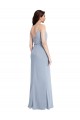 Spaghetti Straps Stretch Crepe Sleeveless V-Back Smoke Blue Formal Evening Gown / Prom Dress / Bridesmaid Dress Edinburgh