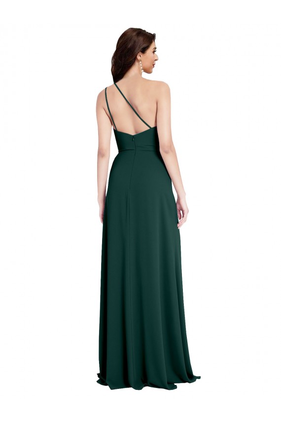 One Shoulder Stretch Crepe Sleeveless Open Back Midnight Green Formal Evening Gown / Prom Dress / Bridesmaid Dress Edinburgh