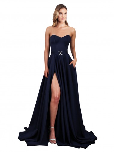 Sweetheart Stretch Crepe Sleeveless Low Back Dark Navy Formal Dress / Bridesmaid Dress Edinburgh