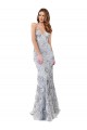 V-Neck Stretch Crepe & Sequin Tulle Sleeveless Backless Silver Formal Evening Gown / Prom Dress / Bridesmaid Dress Edinburgh