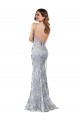 V-Neck Stretch Crepe & Sequin Tulle Sleeveless Backless Silver Formal Evening Gown / Prom Dress / Bridesmaid Dress Edinburgh