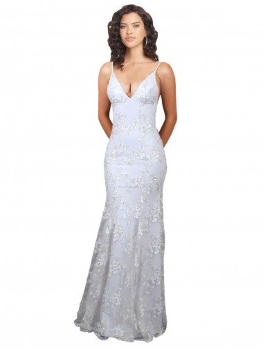 V-Neck Stretch Crepe & Sequin Tulle Sleeveless Backless White Formal Evening Gown / Prom Dress / Bridesmaid Dress Edinburgh