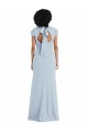 Jewel Neck Stretch Crepe Cap Sleeves Keyhole Back Light Sky Blue Semi Formal Evening Dress / Bridesmaid Dress Edinburgh