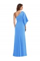 One Shoulder Stretch Crepe Bell Sleeves Peacock Blue Semi Formal Evening Dress / Prom Dress / Bridesmaid Dress Edinburgh