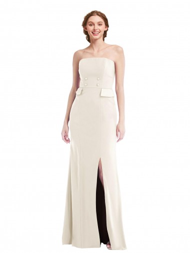 Strapless Stretch Crepe Sleeveless Ivory Semi Formal Evening Dress / Prom Dress / Bridesmaid Dress Edinburgh