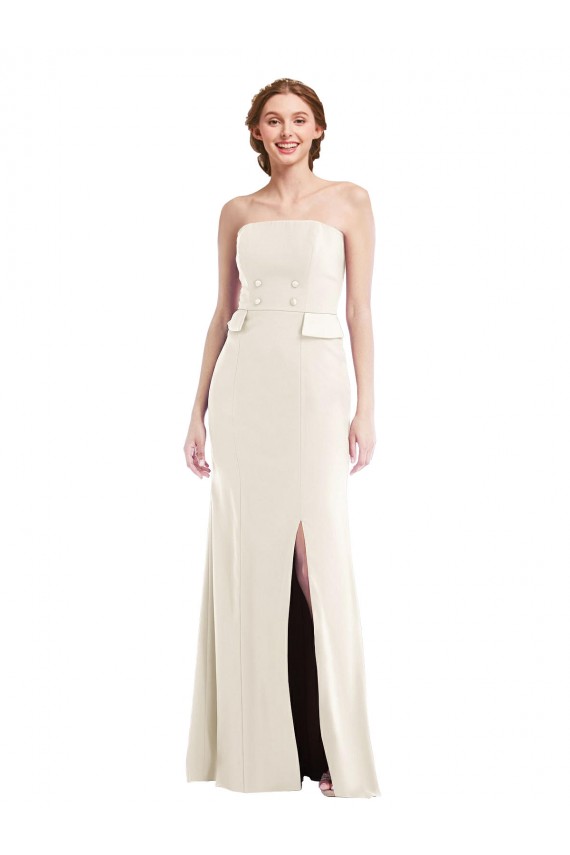 Strapless Stretch Crepe Sleeveless Ivory Semi Formal Evening Dress / Prom Dress / Bridesmaid Dress Edinburgh