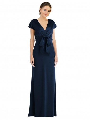 Off the Shoulder Stretch Crepe Cap Sleeves Keyhole Back Dark Navy Formal Evening Gown / Prom Dress / Bridesmaid Dress Edinburgh