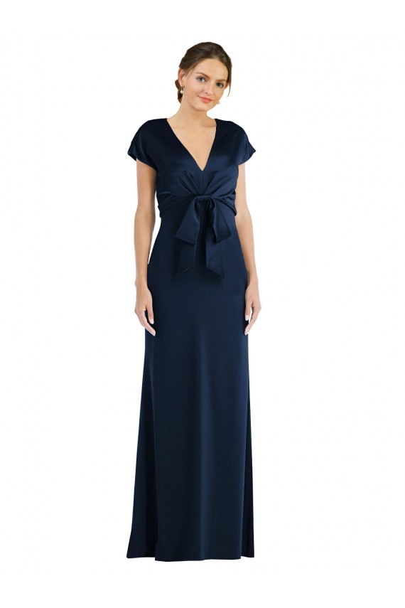 Off the Shoulder Stretch Crepe Cap Sleeves Keyhole Back Dark Navy Formal Evening Gown / Prom Dress / Bridesmaid Dress Edinburgh