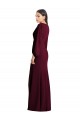 V-Neck Stretch Crepe Puff Sleeves Burgundy Gold Semi Formal Evening Dress / Prom Dress / Bridesmaid Dress Edinburgh
