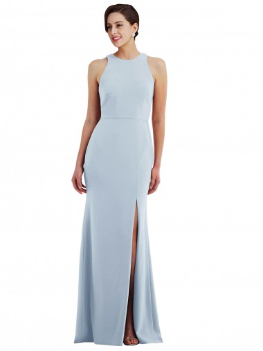 Halter Neck Stretch Crepe Sleeveless Long Light Sky Blue Formal Evening Gown / Prom Dress / Bridesmaid Dress Edinburgh