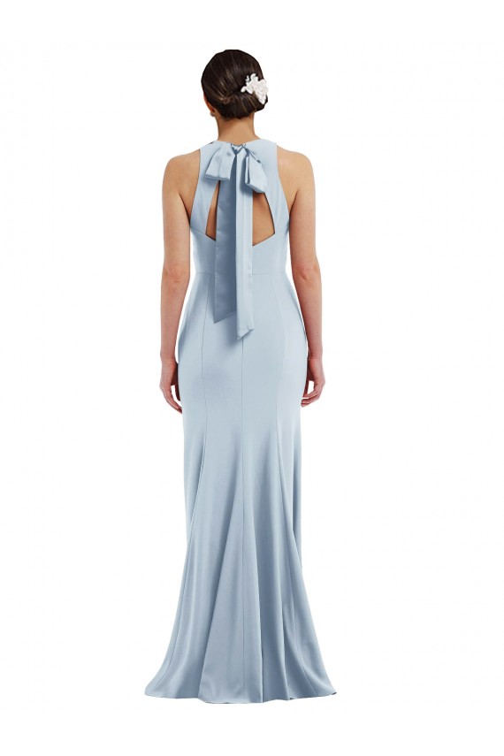 Halter Neck Stretch Crepe Sleeveless Long Light Sky Blue Formal Evening Gown / Prom Dress / Bridesmaid Dress Edinburgh