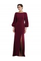 Bateau Neck Stretch Crepe Long Sleeves Open Back Burgundy Gold Formal Evening Gown / Prom Dress / Bridesmaid Dress Edinburgh