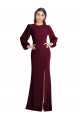 Bateau Neck Stretch Crepe Puff Sleeves Open Back Burgundy Gold Formal Dress / Bridesmaid Dress Edinburgh