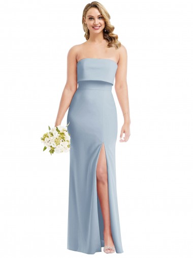 Strapless Stretch Crepe Sleeveless Low Back Light Sky Blue Semi Formal Evening Dress / Prom Dress / Bridesmaid Dress Edinburgh