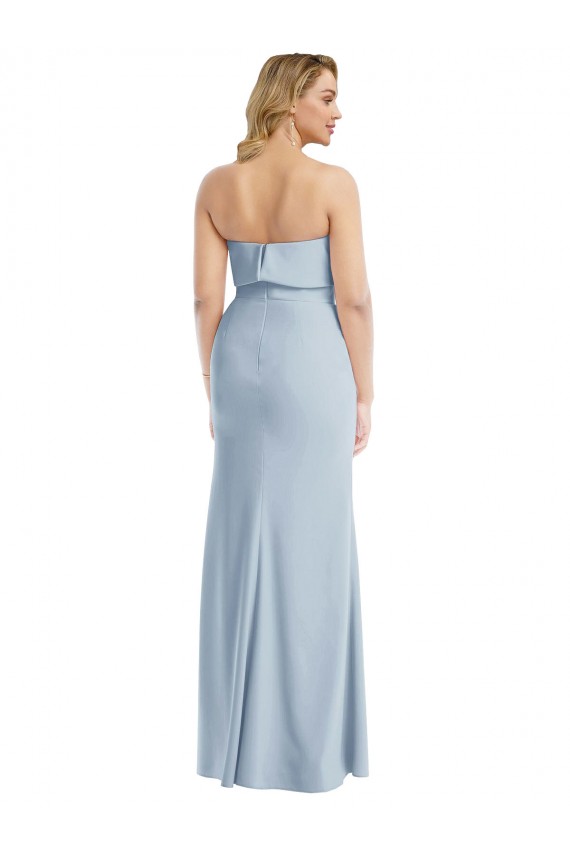 Strapless Stretch Crepe Sleeveless Low Back Light Sky Blue Semi Formal Evening Dress / Prom Dress / Bridesmaid Dress Edinburgh