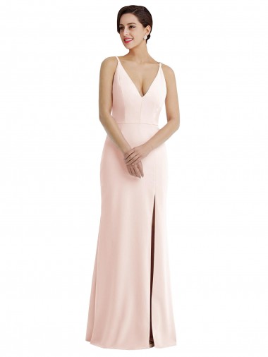 V-Neck Stretch Crepe Sleeveless Long Pink Formal Evening Gown / Prom Dress / Bridesmaid Dress Edinburgh