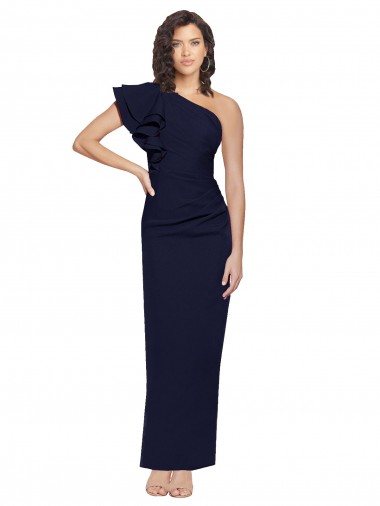 One Shoulder Stretch Crepe Sleeveless Dark Navy Formal Evening Gown / Prom Dress / Bridesmaid Dress Edinburgh