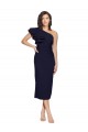 One Shoulder Stretch Crepe Sleeveless Midi Length Dark Navy Formal Evening Gown / Prom Dress / Bridesmaid Dress Edinburgh