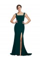 Square Neck Stretch Crepe Sleeveless Midnight Green Semi Formal Evening Dress / Prom Dress / Bridesmaid Dress Edinburgh