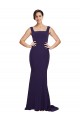 Square Neck Stretch Crepe Sleeveless Dark Navy Semi Formal Evening Dress / Prom Dress / Bridesmaid Dress Edinburgh