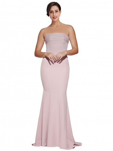 Strapless Stretch Crepe Sleeveless Low Back Mauve Formal Evening Gown / Prom Dress / Bridesmaid Dress Edinburgh