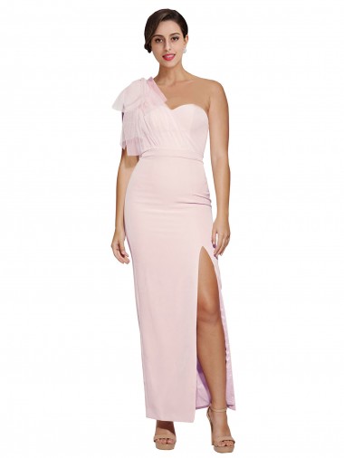 One Shoulder Stretch Crepe Sleeveless Low Back Pink Formal Evening Gown / Prom Dress / Bridesmaid Dress Edinburgh