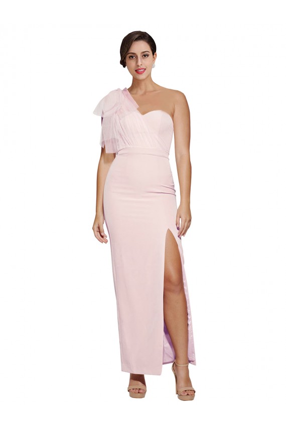 One Shoulder Stretch Crepe Sleeveless Low Back Pink Formal Evening Gown / Prom Dress / Bridesmaid Dress Edinburgh