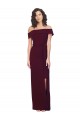 Off the Shoulder Stretch Crepe Sleeveless Low Back Burgundy Gold Formal Evening Gown / Prom Dress / Bridesmaid Dress Edinburgh