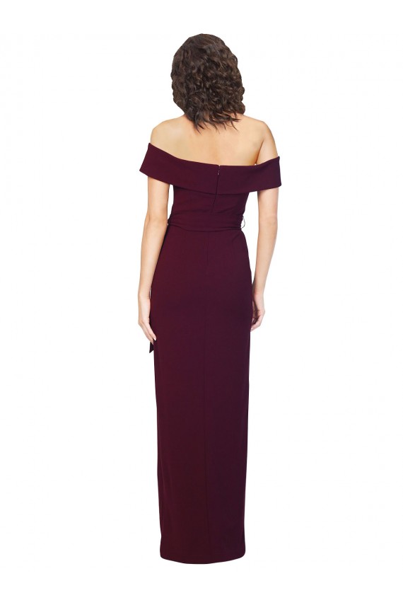 Off the Shoulder Stretch Crepe Sleeveless Low Back Burgundy Gold Formal Evening Gown / Prom Dress / Bridesmaid Dress Edinburgh