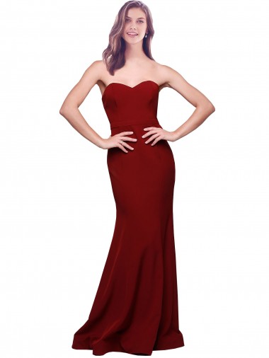 Sweetheart Stretch Crepe Sleeveless Low Back Burgundy Formal Evening Gown / Prom Dress / Bridesmaid Dress Edinburgh