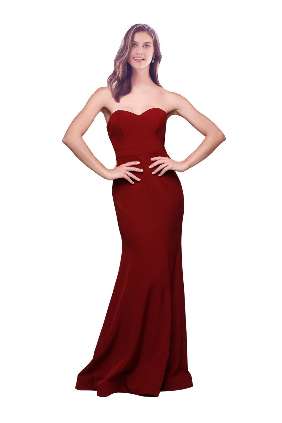 Sweetheart Stretch Crepe Sleeveless Low Back Burgundy Formal Evening Gown / Prom Dress / Bridesmaid Dress Edinburgh
