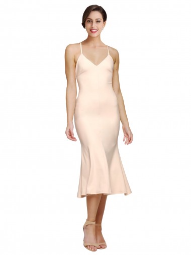 V-Neck Stretch Crepe Sleeveless Low Back Nude Evening Gown / Prom Dress / Bridesmaid Dress Edinburgh